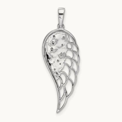 Diamond Open-work Wing Pendant, 14K White Gold