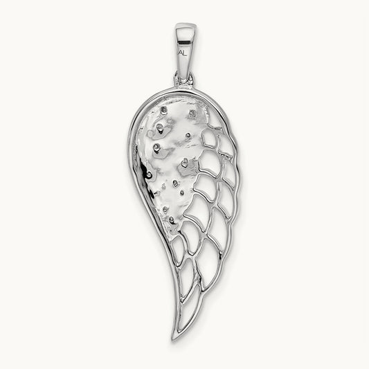 Diamond Open-work Wing Pendant, 14K White Gold