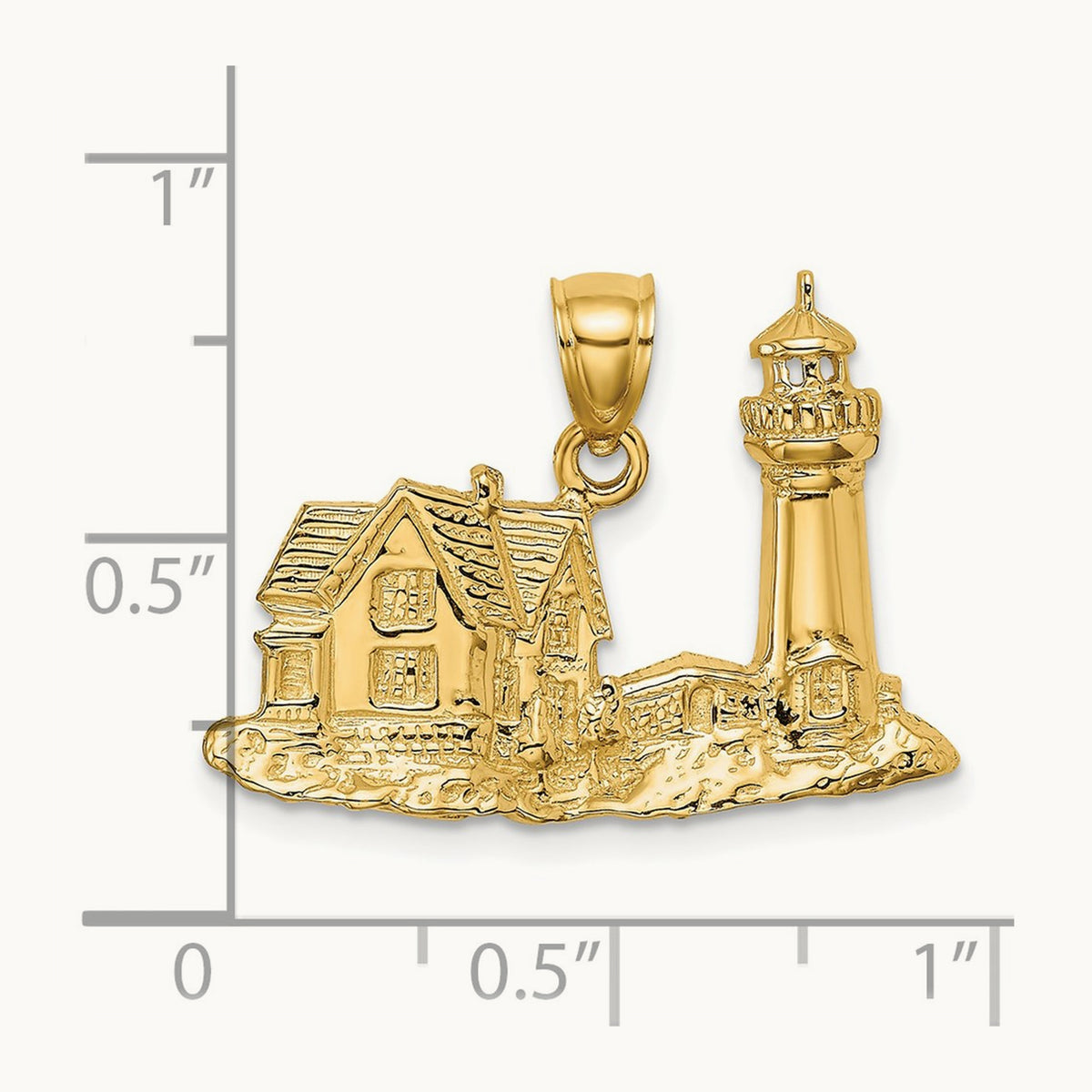 2-D Nubble Lighthouse Charm, 14K