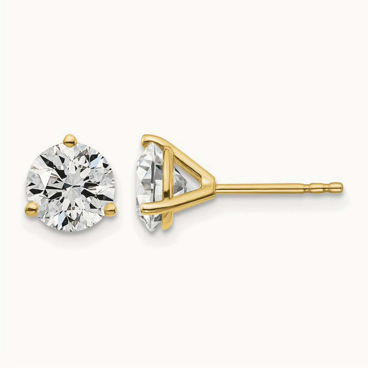 Round Stud Earrings, 0.10-6.00 ct tw Lab-Grown Diamond — 1 1/2 ct, 18K Yellow Gold
