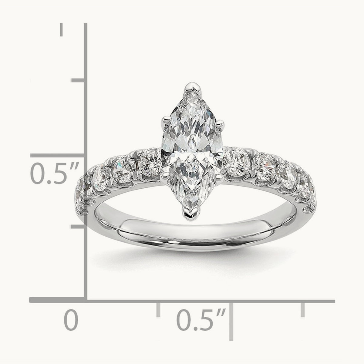 Marquise Engagement Ring — 14K White Gold, 1 3/4 ct, 7