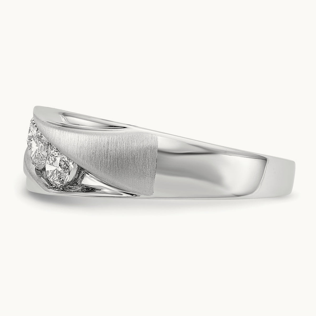 White Gold 3 Stone Men's Ring, 0.50 ct tw Lab-Grown Diamond — 14K White Gold