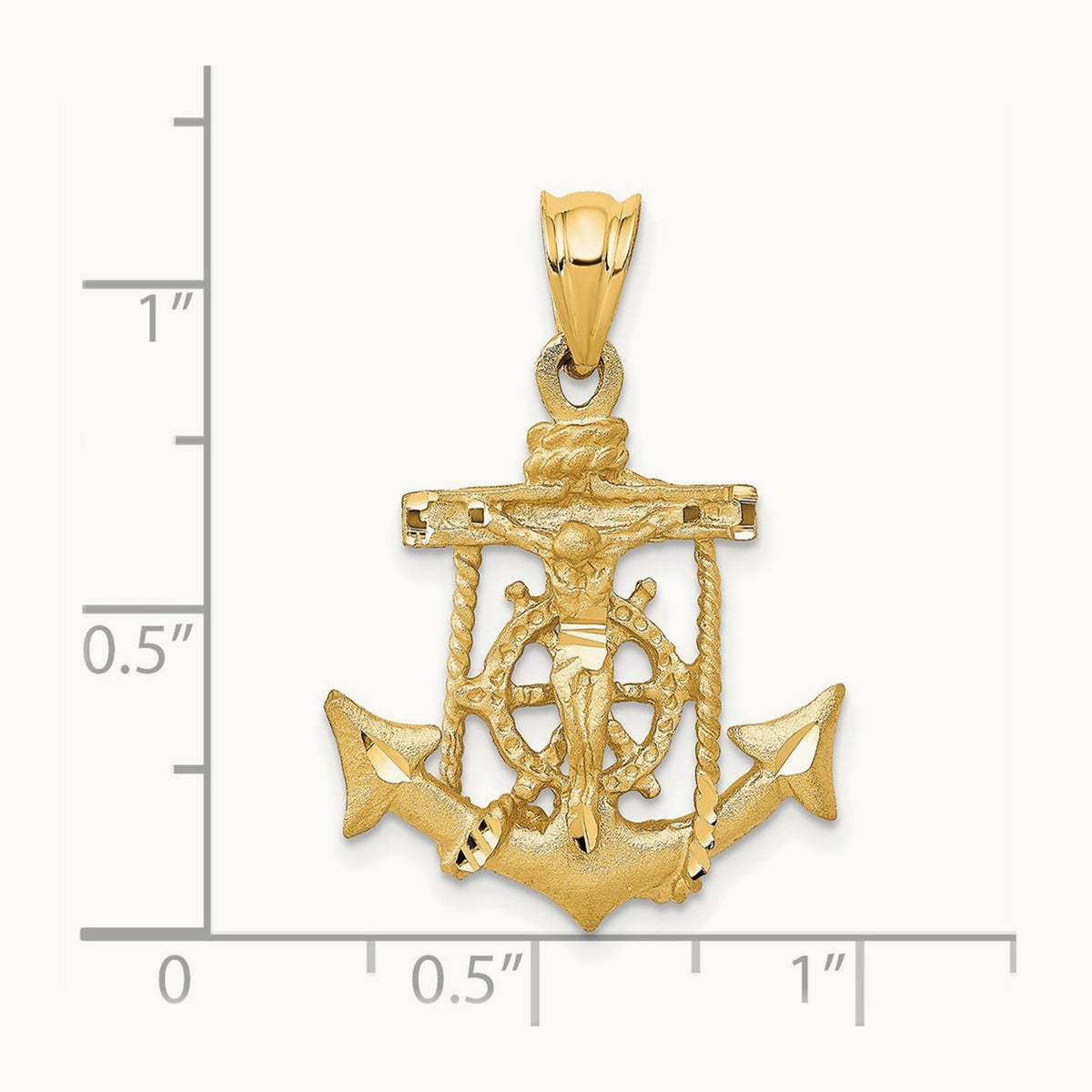 Mariners Crucifix Pendant — 14K Yellow Gold, 29mm