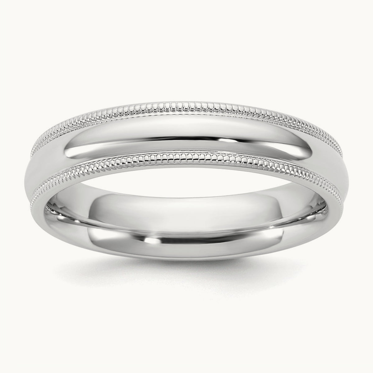 Milgrain Comfort Fit Band, 4.5mm, 10K White Gold