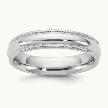Milgrain Comfort Fit Band, 4.5mm, 10K White Gold