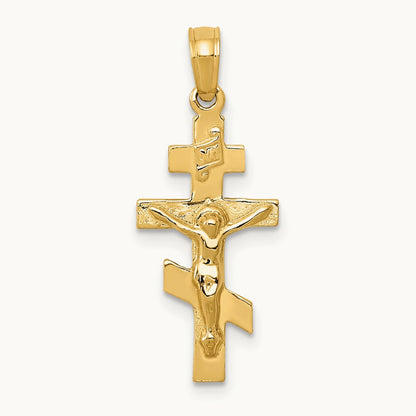 Eastern Orthodox Crucifix Charm, 14K