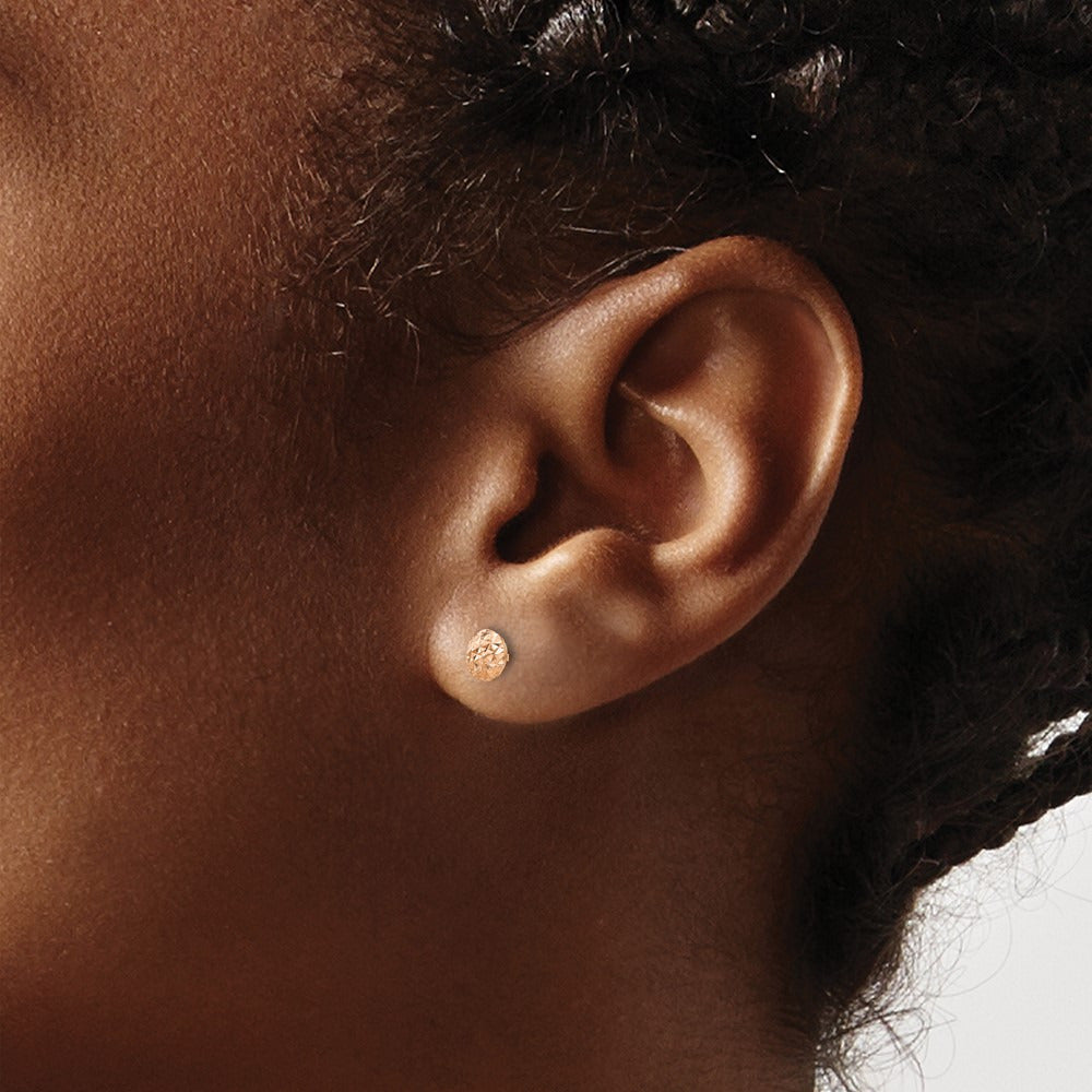 Puff Circle Stud Earrings — 14K Rose Gold, 5mm