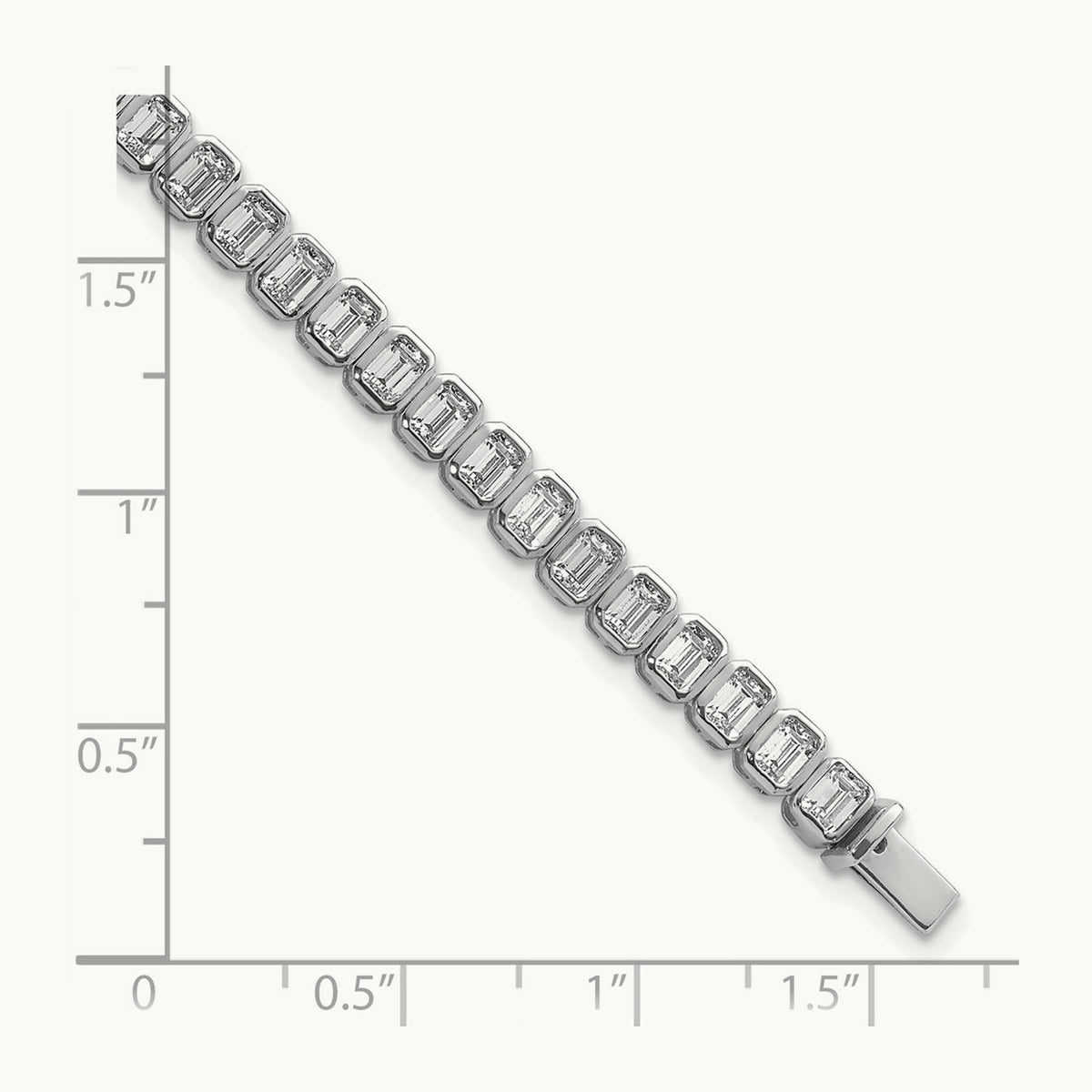 Emerald Bezel Tennis Bracelet, 6.50 ct tw Lab-Grown Diamond — 14K White Gold