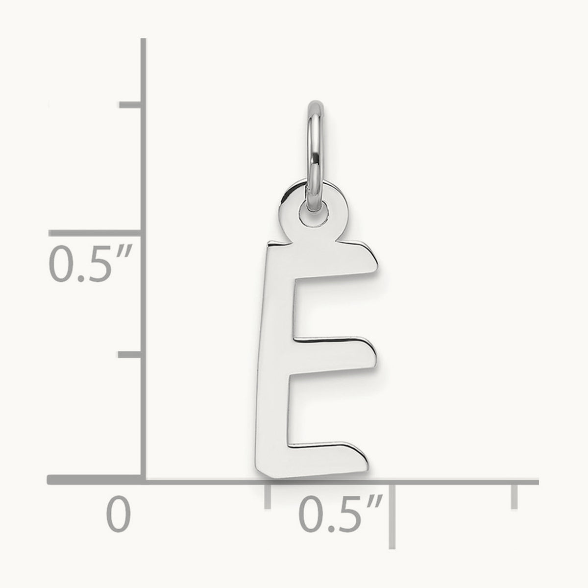 Slanted Block Initial Charm — 14K White Gold, E