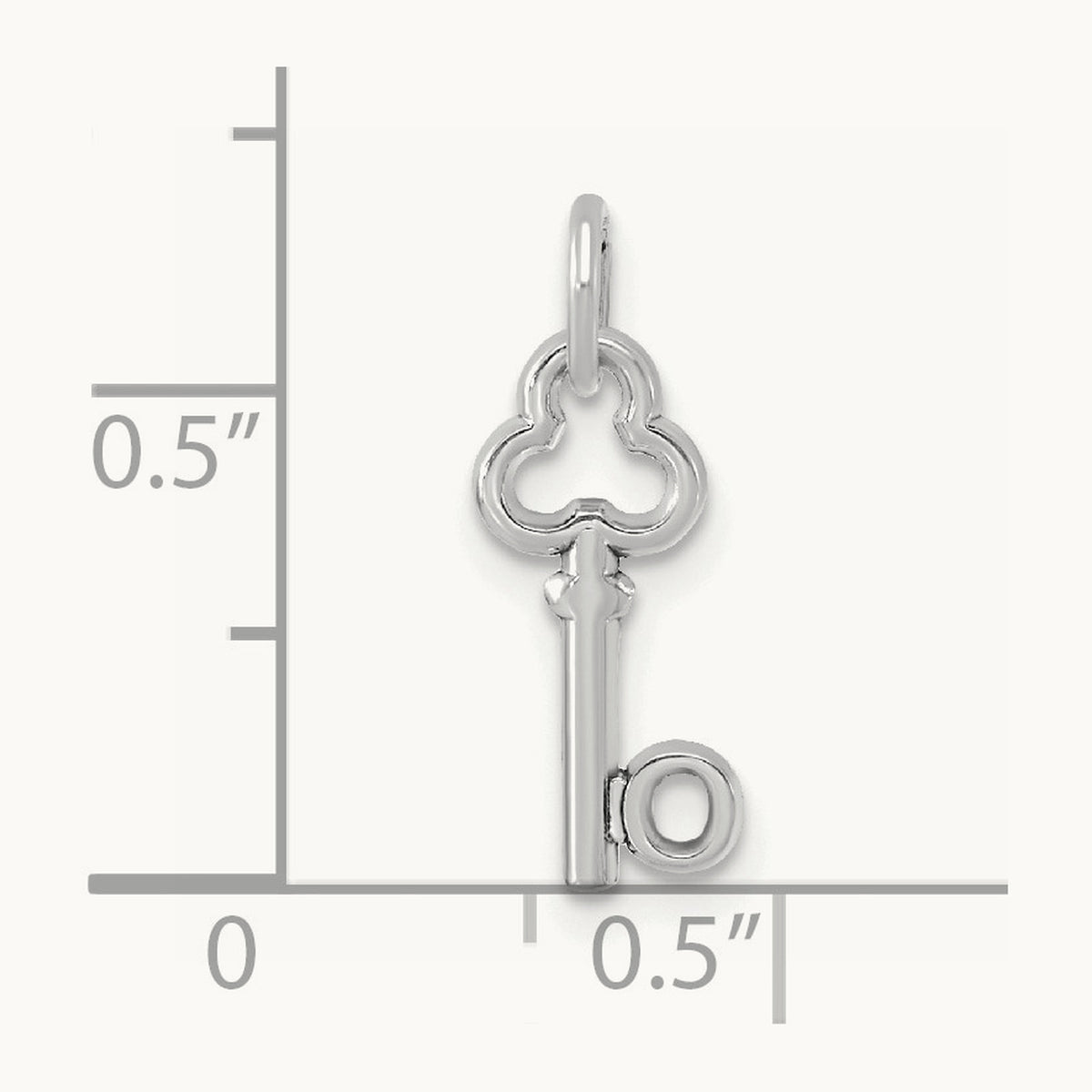 Key Initial Charm — 14K White Gold, O