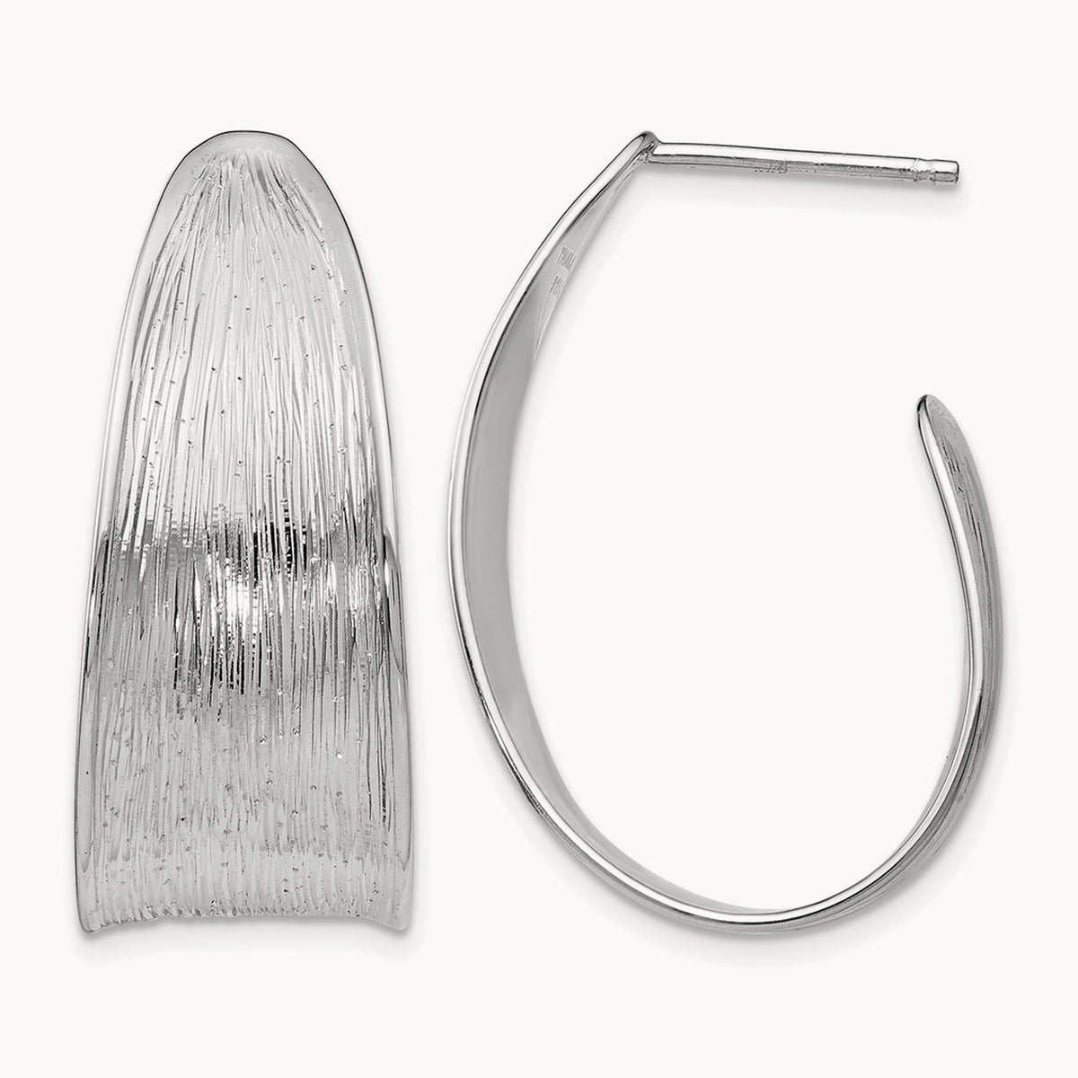 RH-plated Polished and Textured Earrings, Sterling Silver — Leslie's