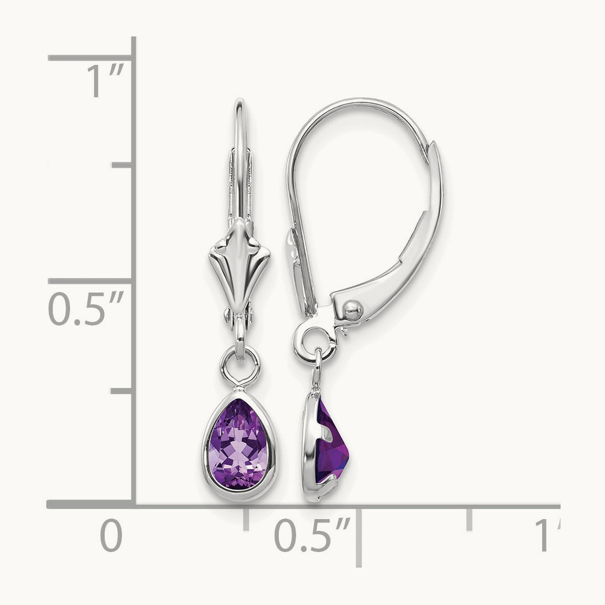 6x4mm White Gold Amethys/February Earrings, 14K