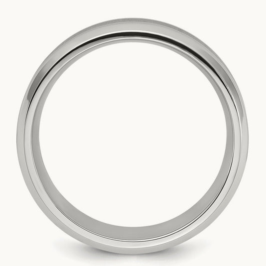 Polished Brushed Center Band, 8mm, Stainless Steel