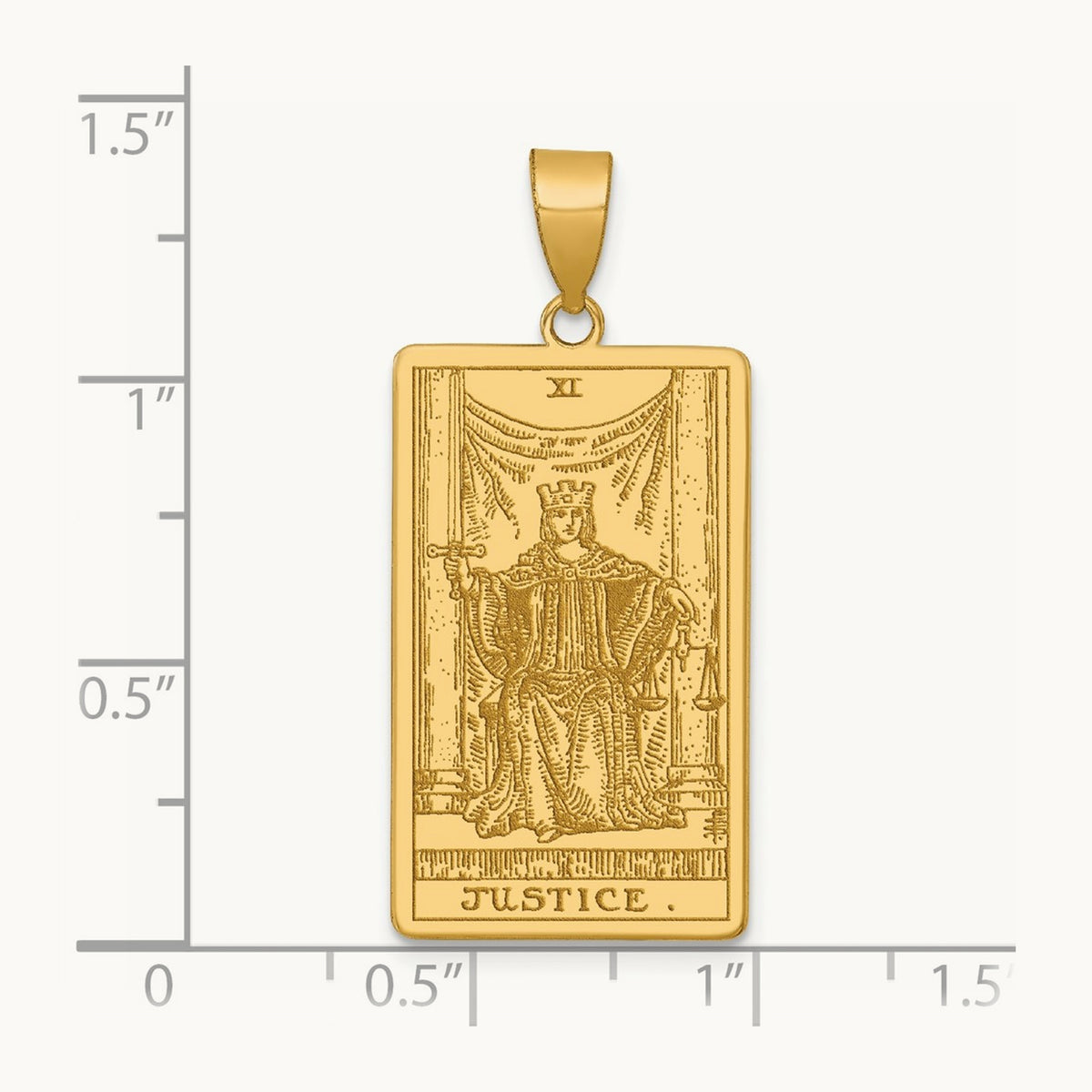 Justice Tarot Card Pendant, 14K Yellow Gold