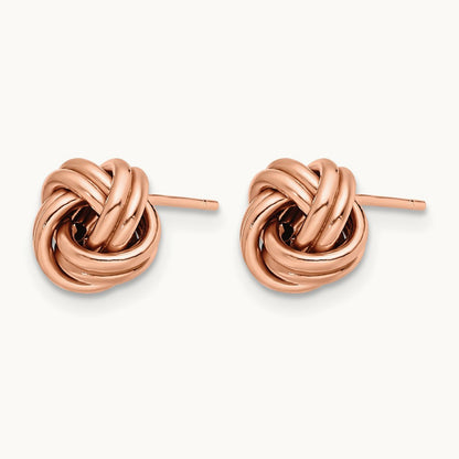 w/ Rose Gold Plating Polished Love Knot Post Earrings, 14K — Leslie's