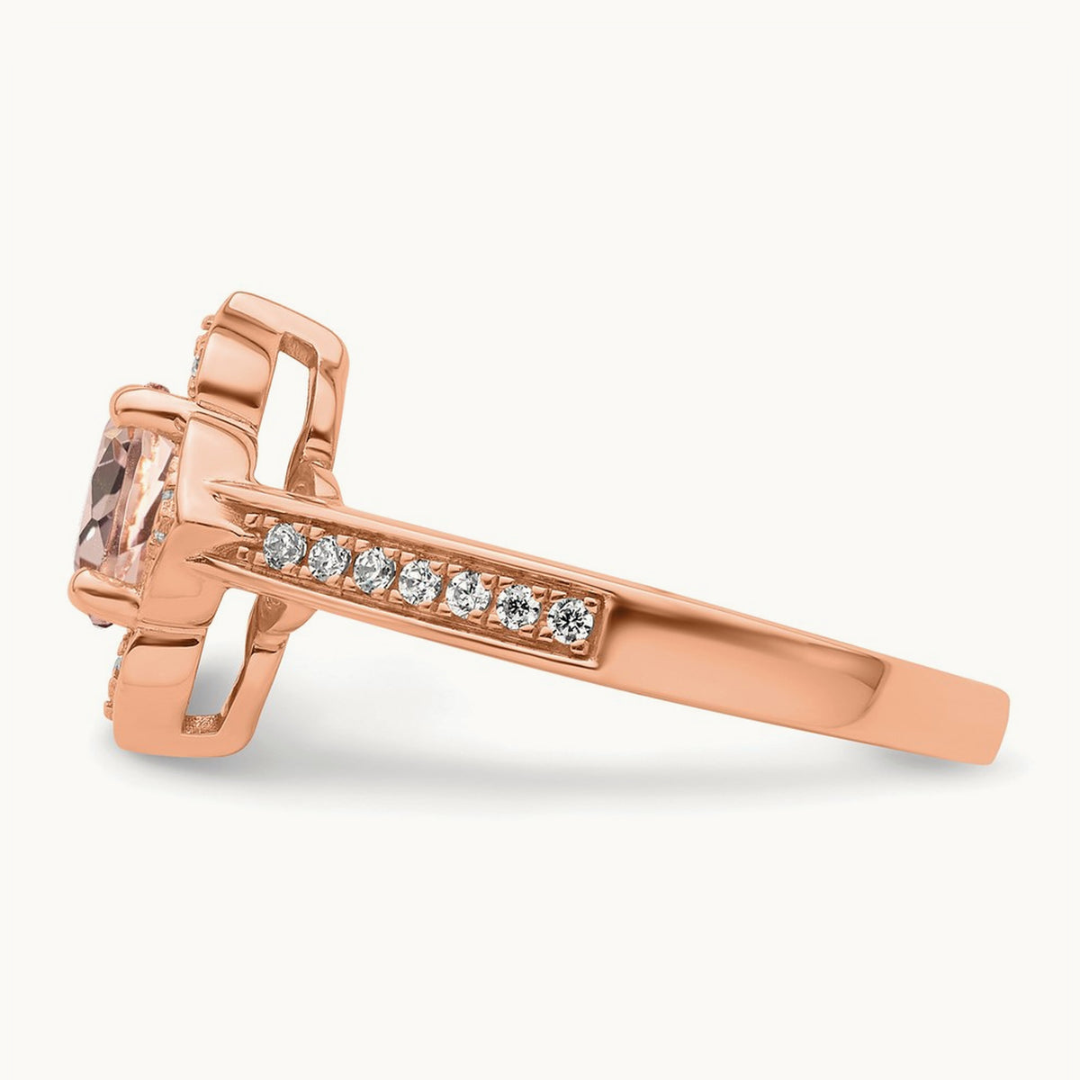 Complete Diamond/Morganite Round Engagement Ring, 14K Rose Gold