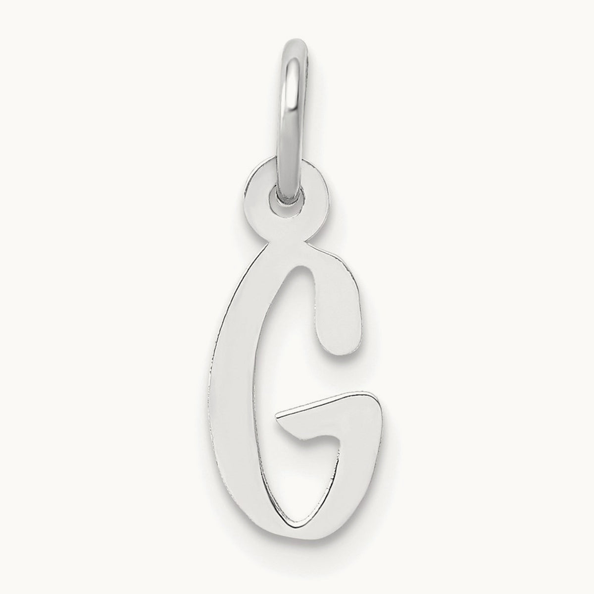 Small Slanted Block Initial Charm — 14K White Gold, G