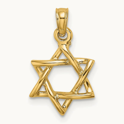 Polished Star Of David Charm — 14K Yellow Gold, 18.4mm