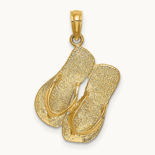 3D SANIBEL ISLAND w/ Large Double Flip-Flop Charm, 14K