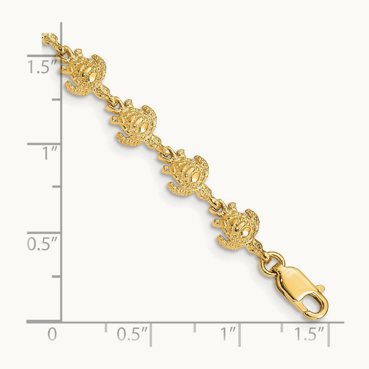 Polished and Textured Turtle Bracelet, 14K Gold