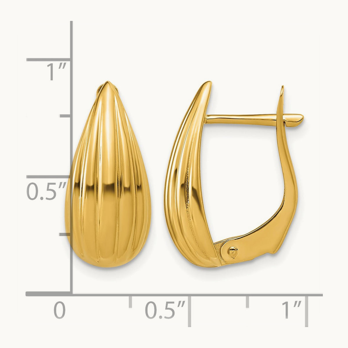 Polished Grooved Omega Back Earrings, 14K — Leslie's
