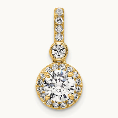 Round Halo Pendant, 1.00-2.00 ct tw Lab-Grown Diamond — 14K Yellow Gold, Standard