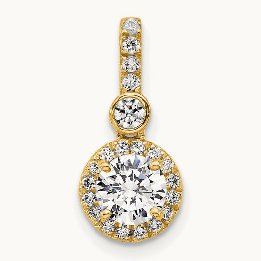Round Halo Pendant, 1.00-2.00 ct tw Lab-Grown Diamond — 14K Yellow Gold, Standard