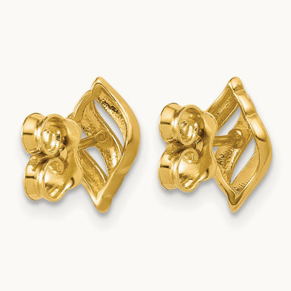 w/Rhodium Polished and Diamond-cut Post Earrings, 14K — Leslie's