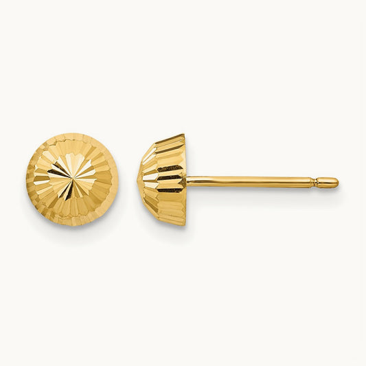 Madi K Polished & D/C Swirl Button Post Earrings, 5mm, 14K