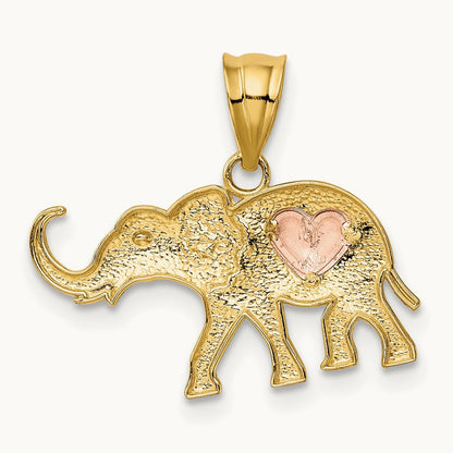 Elephant w/Heart Charm, 14K Yellow with Rose Gold