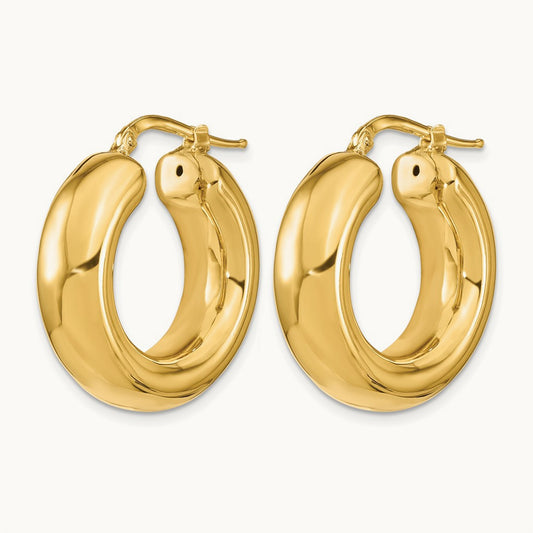 Polished Hoop Earrings, 14K — Leslie's