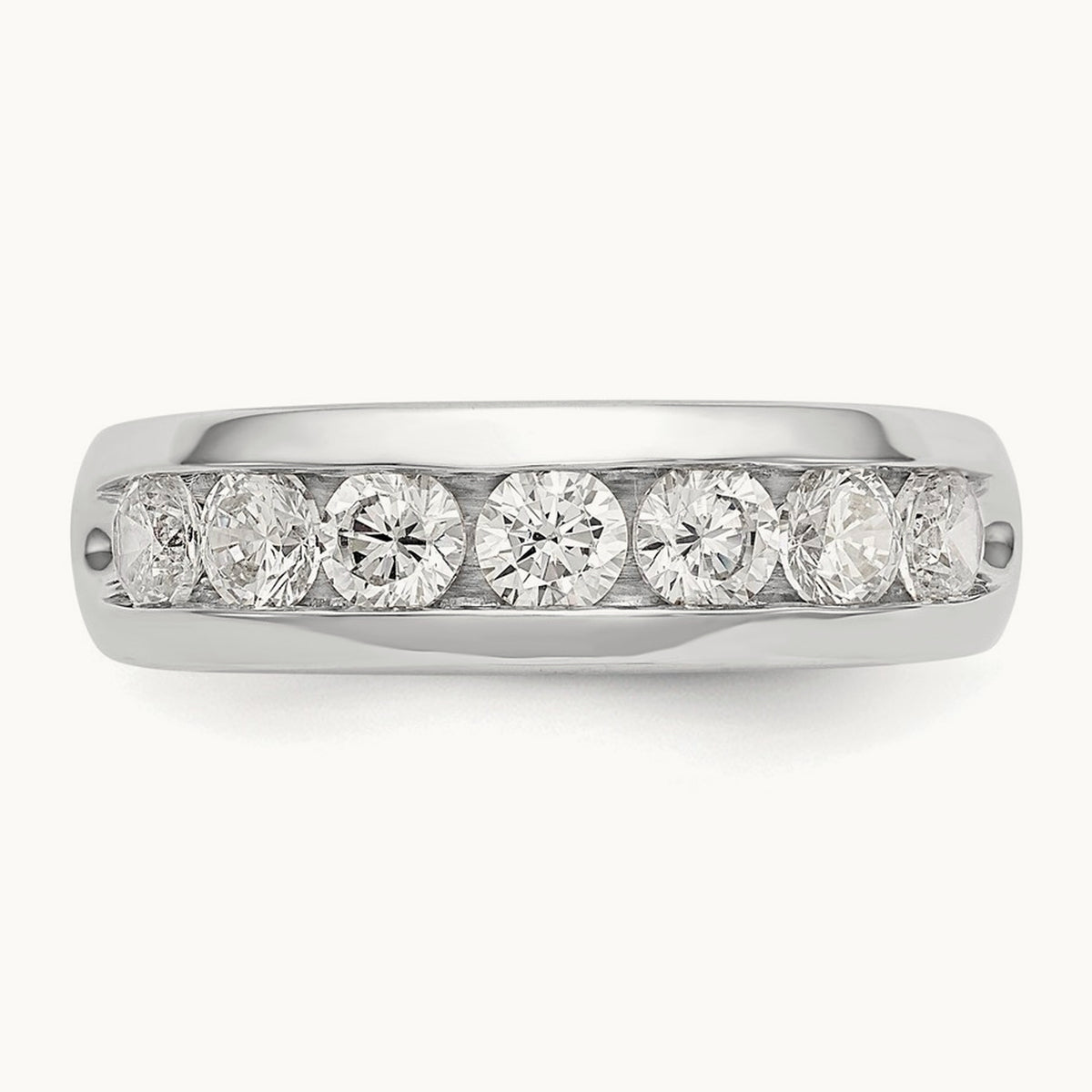 7-Stone Diamond Channel Band, 14K White Gold