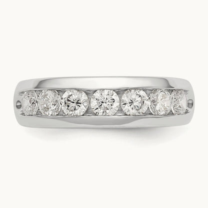 7-Stone Diamond Channel Band, 14K White Gold