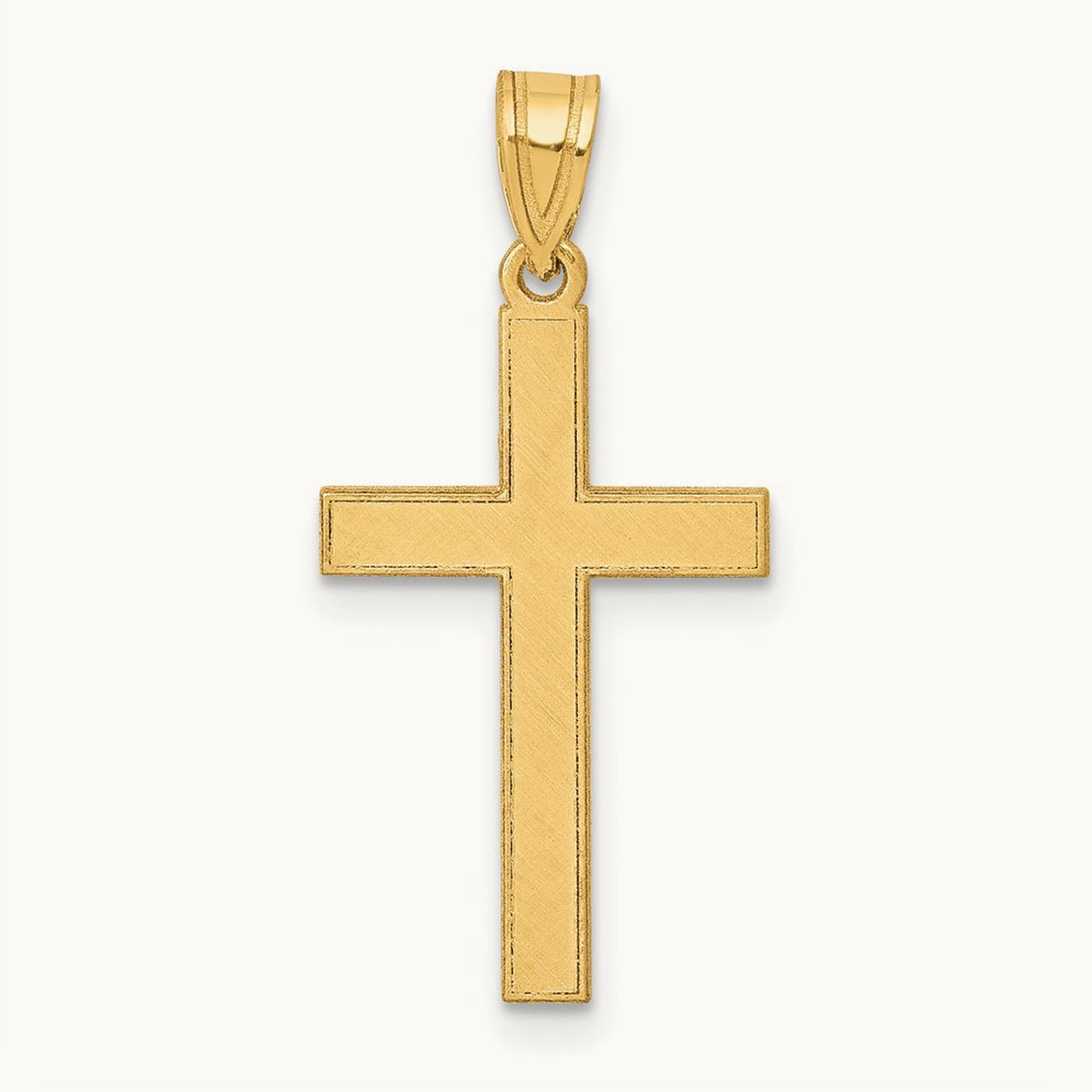 Florentine Satin Cross Pendant — 14K Yellow Gold, 25mm