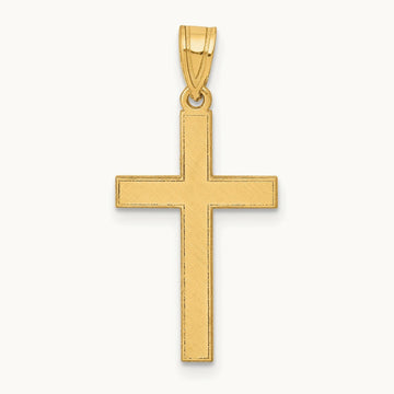 Florentine Satin Cross Pendant — 14K Yellow Gold, 25mm