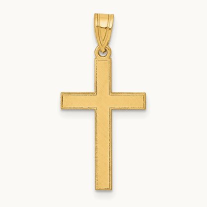 Florentine Satin Cross Pendant — 14K Yellow Gold, 25mm