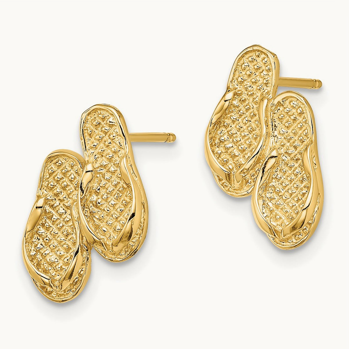 Double Flip-Flop Post Earrings, 14K