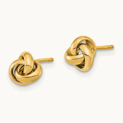 Polished Love Knot Post Earrings — 14K Yellow Gold, 6.8mm