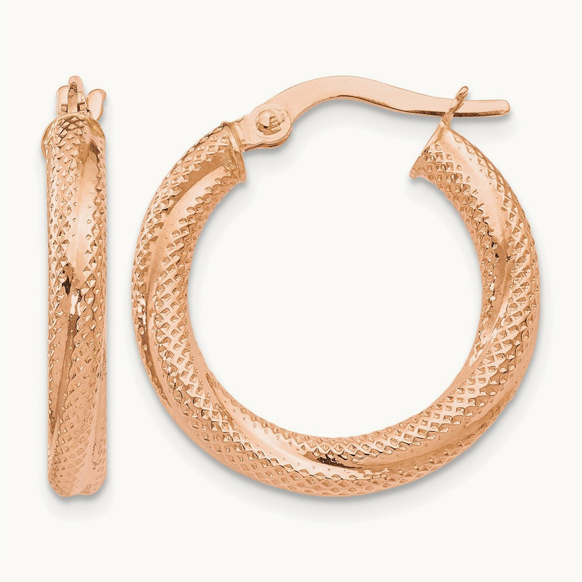Textured Hinged Hoop Earrings — Leslie's — 10K Rose Gold