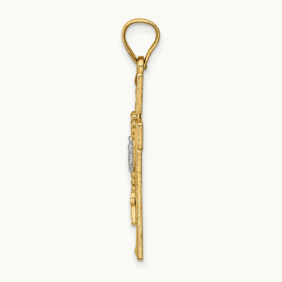 w/Rhodium Cross w/Rosary Pendant, 14K