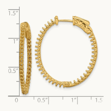 1.14ct 76- In/Out Oval Hoop w/ Safety Clasp Earring Mountings, 1.5mm, 14K