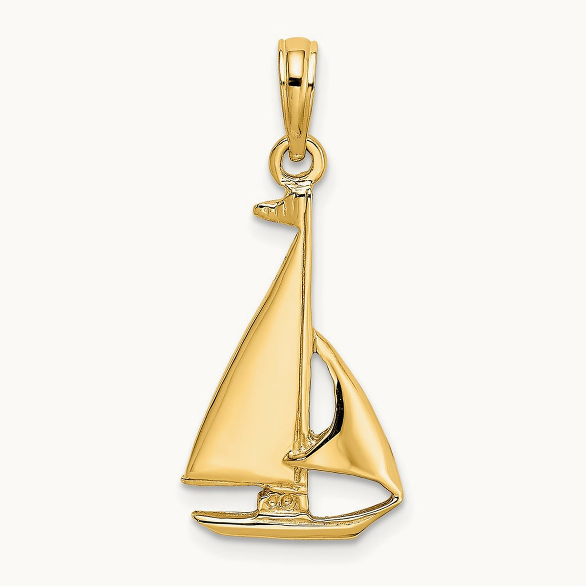 2-D Polished Sailboat Charm — 26.87mm