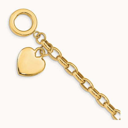 Heart Charm Bracelet, 14K