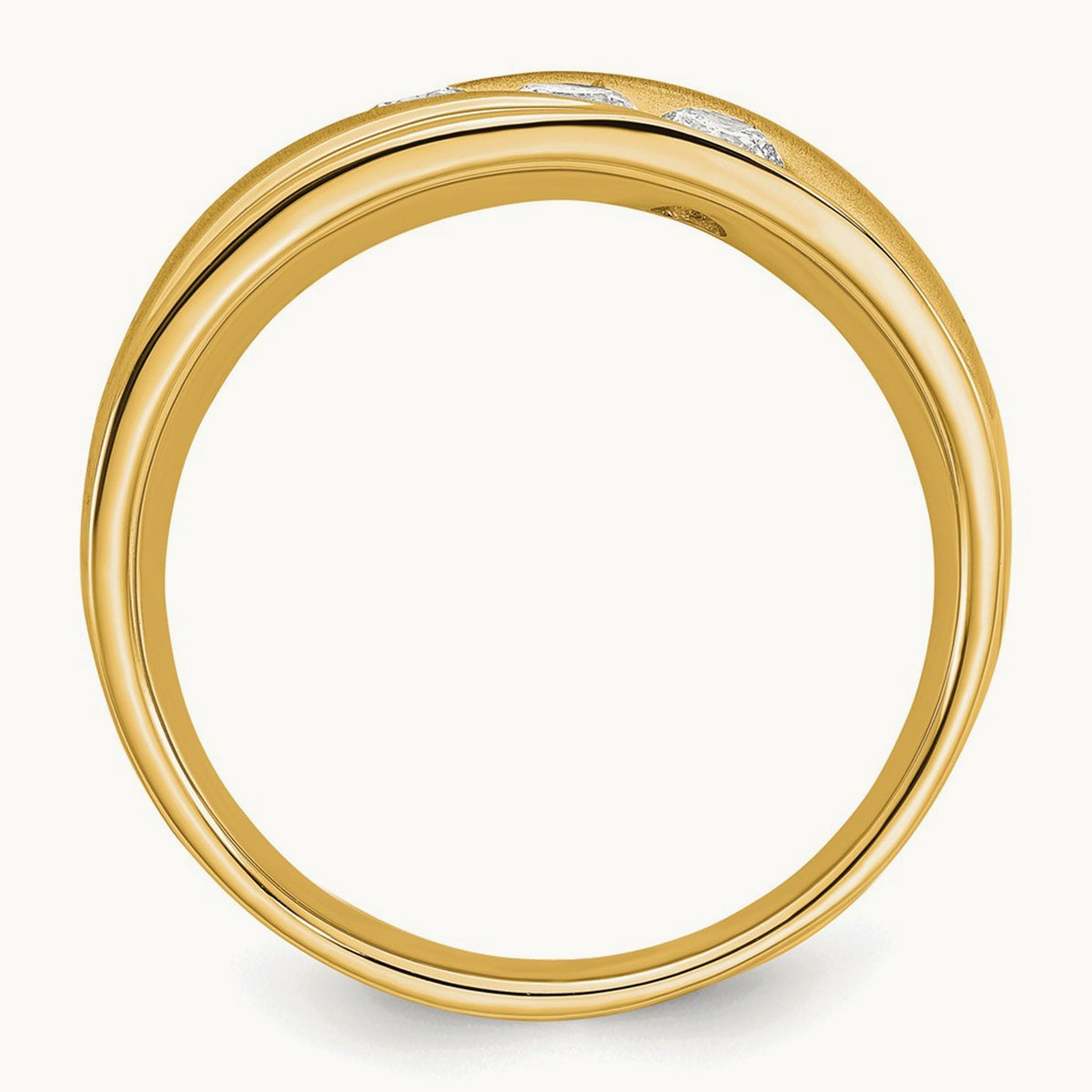 White Gold 3 Stone Men's Ring, 0.50 ct tw Lab-Grown Diamond — 14K Yellow Gold