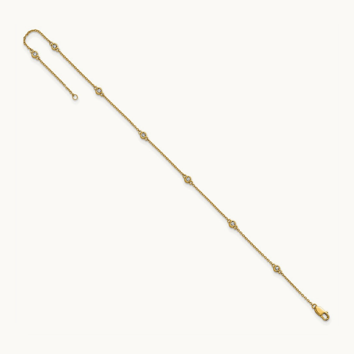 Diamond Station Cable Anklet, 14K