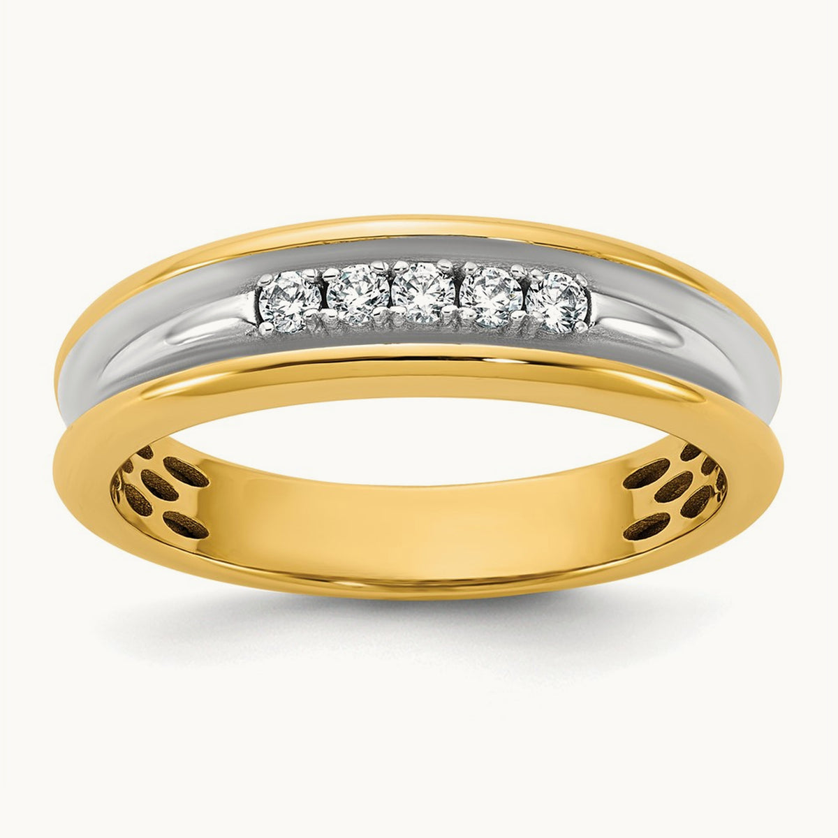 Setting: IB Goodman Men's Polished 5-Stone Diamond Ring Mounting, 14K Gold — 14K Yellow Gold