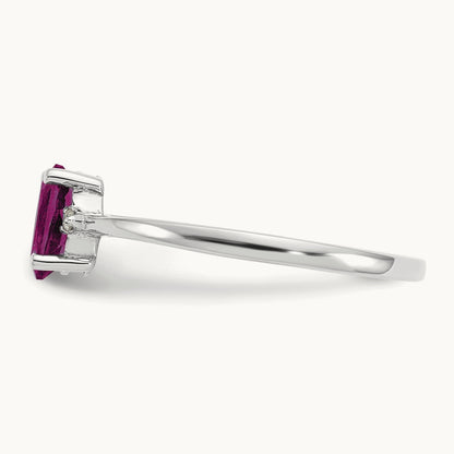 Diamond & Rhodolite Garnet Birthstone Ring, 14K White Gold