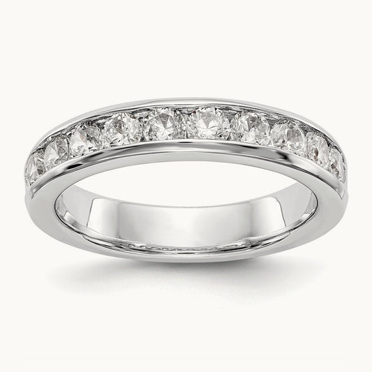 10-Stone Diamond Channel Band, 14K White Gold