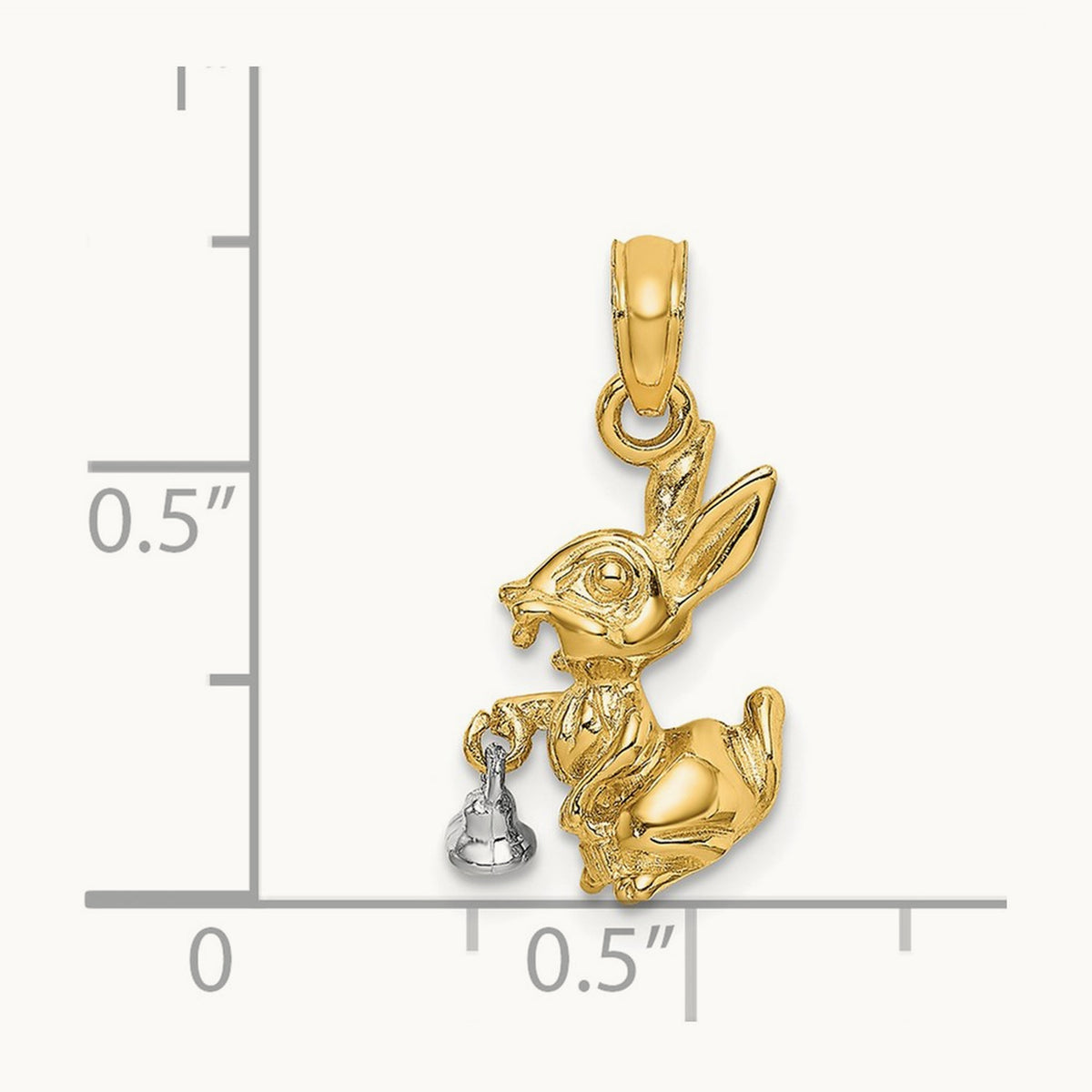 Moveable 3-D Bunny Rabbit Charm, 14K Two-tone