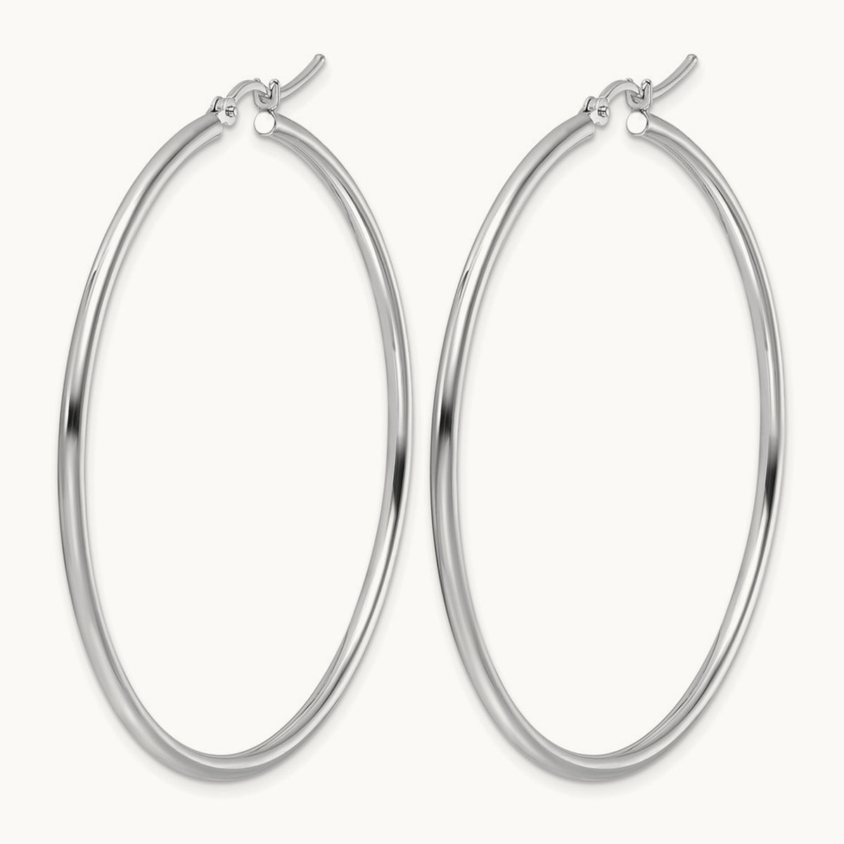 Polished Hinged Hoop Earrings, 10K White Gold — Leslie's
